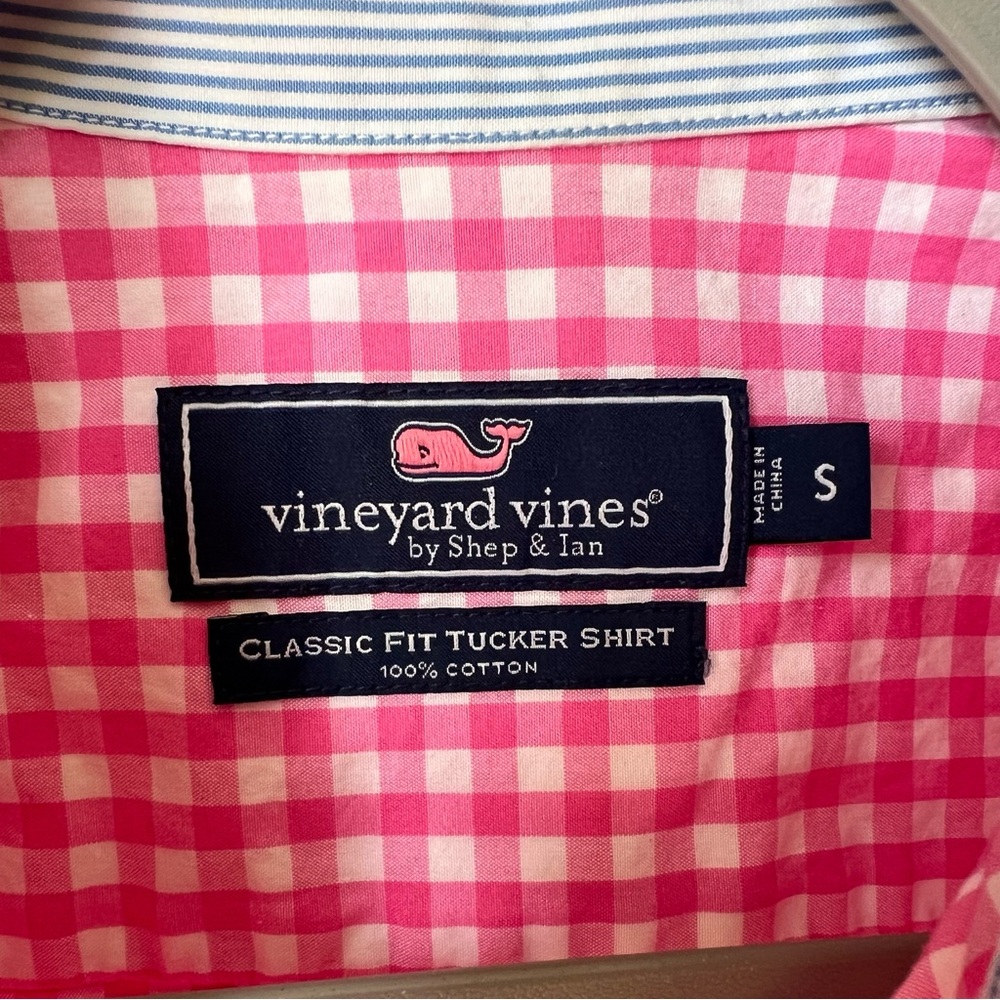 VINEYARD VINES Men’s Classic Fit Tucker Shirt Pink and White Check Size Small - Picture 2 of 3